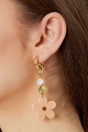 Boucles D'oreilles Ambiance Florale - Beige Doré h5 Image3