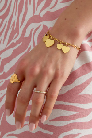 Bracelet À Maillons Avec Breloques Coeur - Doré  h5 Image2