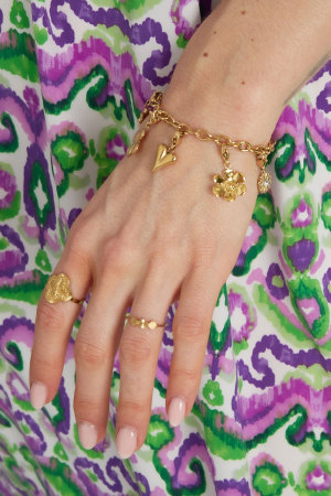 Bracelet Avec Breloques En Forme De Coeur - Doré h5 Image2