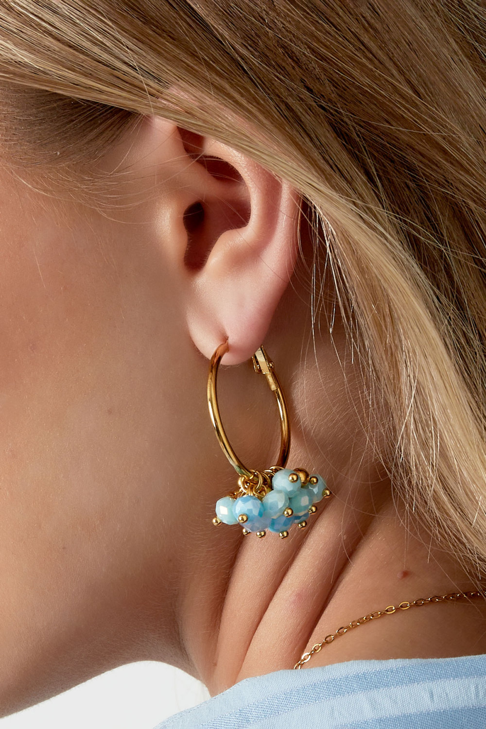 Boucle D'couleur Oreille Joyeuse Avec Cristaux Colcouleur Orés - Couleur Or Blanc h5Image3