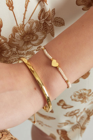 Bracelet Tressé Avec Coeur - Rose/Doré h5 Image3