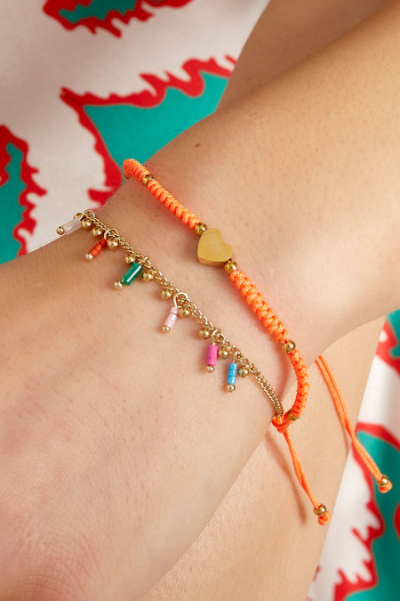 Bracelet tressé avec coeur - rose/doré 2