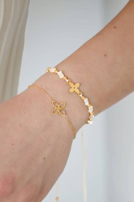 bracelet d'été avec perles - rose / couleur or 2