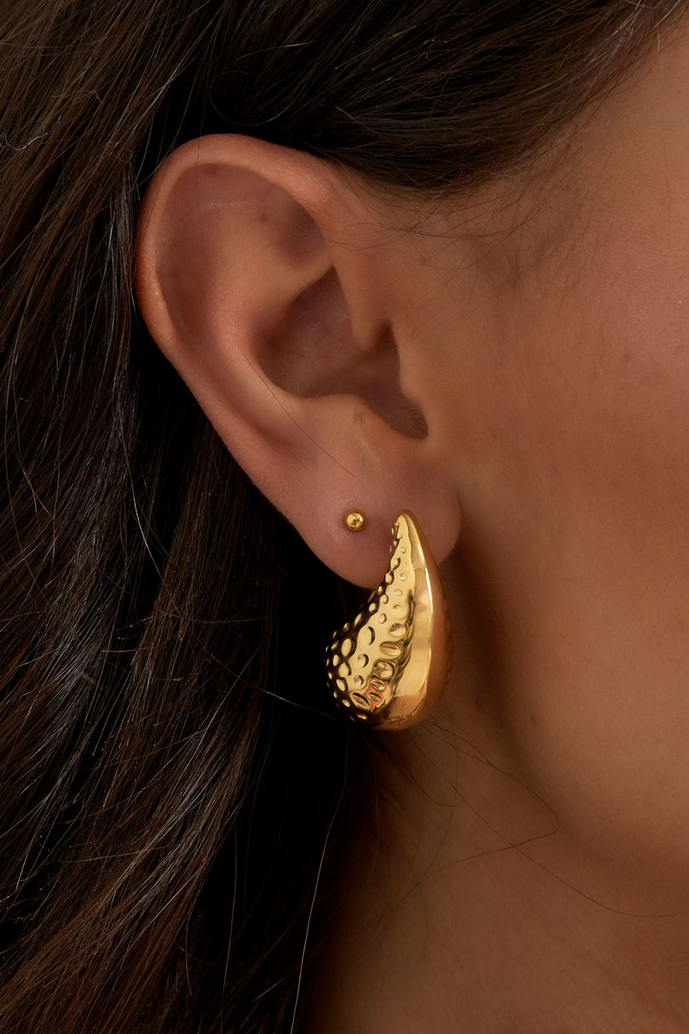 Boucles D'oreilles Pendantes Moyennes Structurées h5Image3