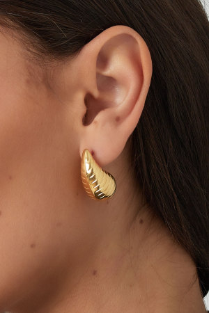 Boucles D'oreilles Pendantes Avec Structure Large - Doré h5 Image3