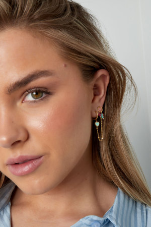 Boucle D'oreille Double Amour D'été - Rose Orangé h5 Image2