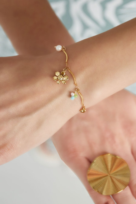 Bracelet fleur d'été - doré 2