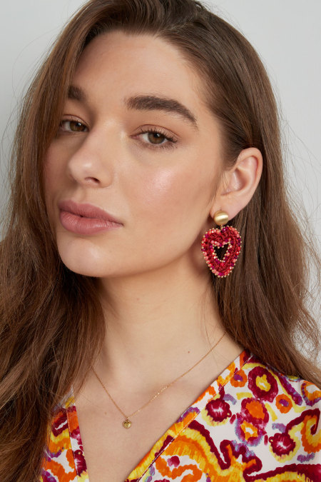 Boucles d'Couleur oreilles love all the way - Couleur or beige 2