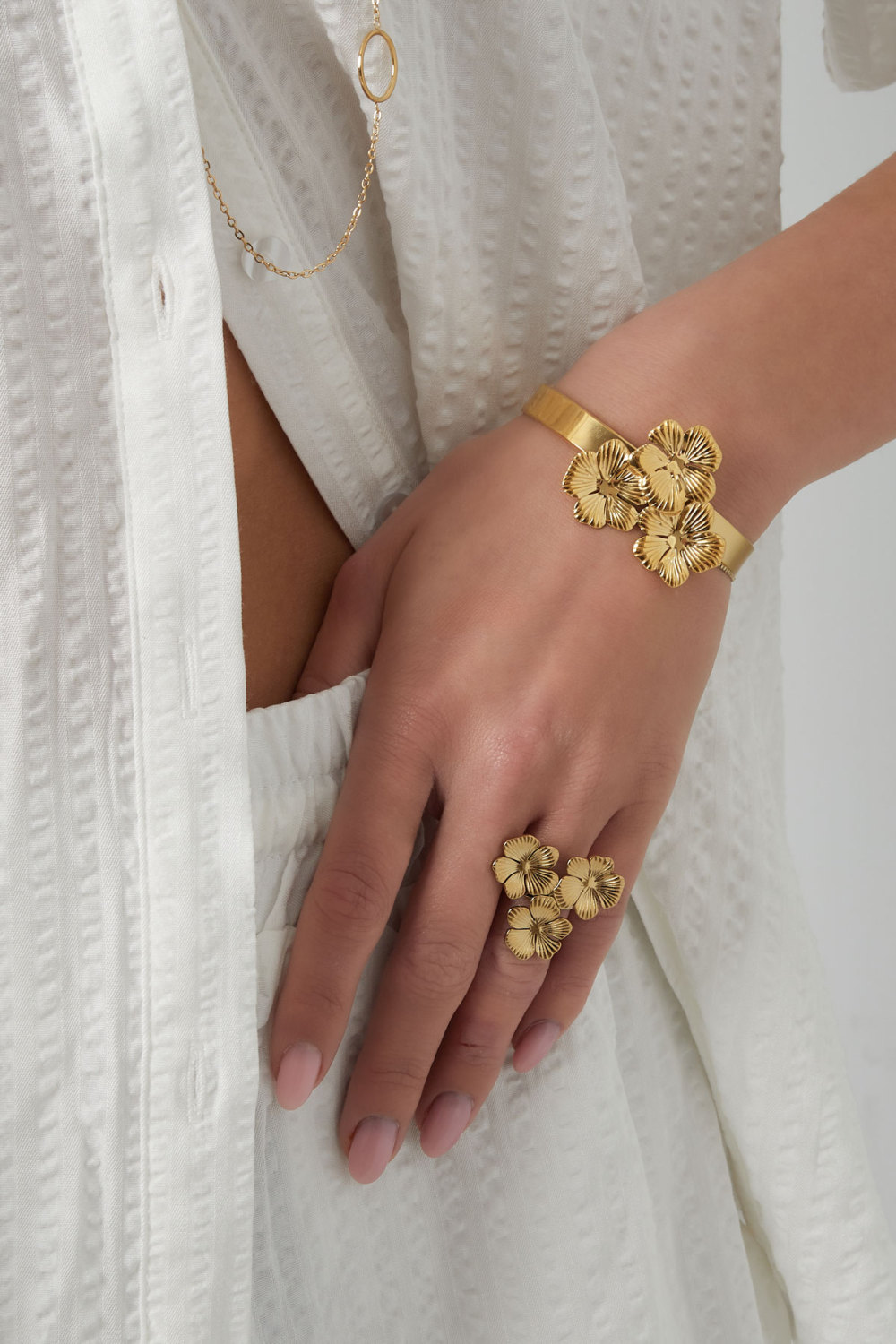 Bracelet De Fête Floral Classique - Doré  Image2