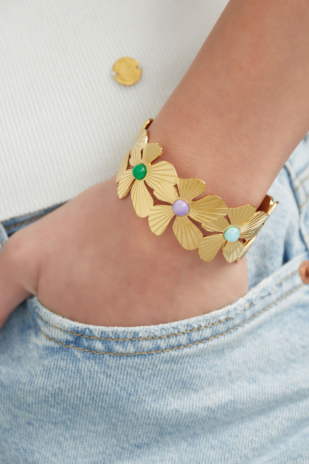 Bracelet Floral Des Îles Bohèmes - Doré h5Image2