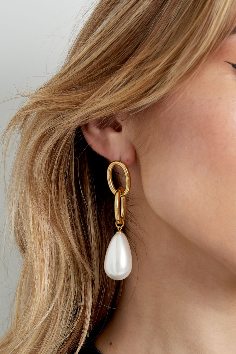 Boucle D'oreille Bague Avec Pendentif Perle - Doré Image3