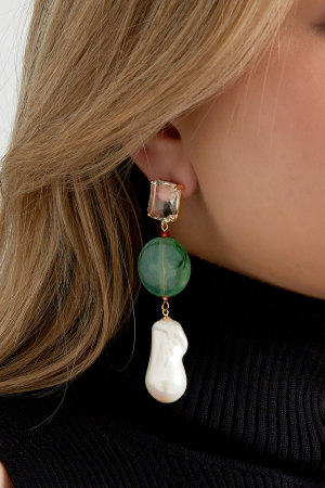 Boucles D'oreilles Perles Vintage - Bleu Violet h5 Image3