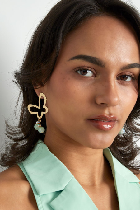 Boucles d'oreilles papillon fête avec breloques 2