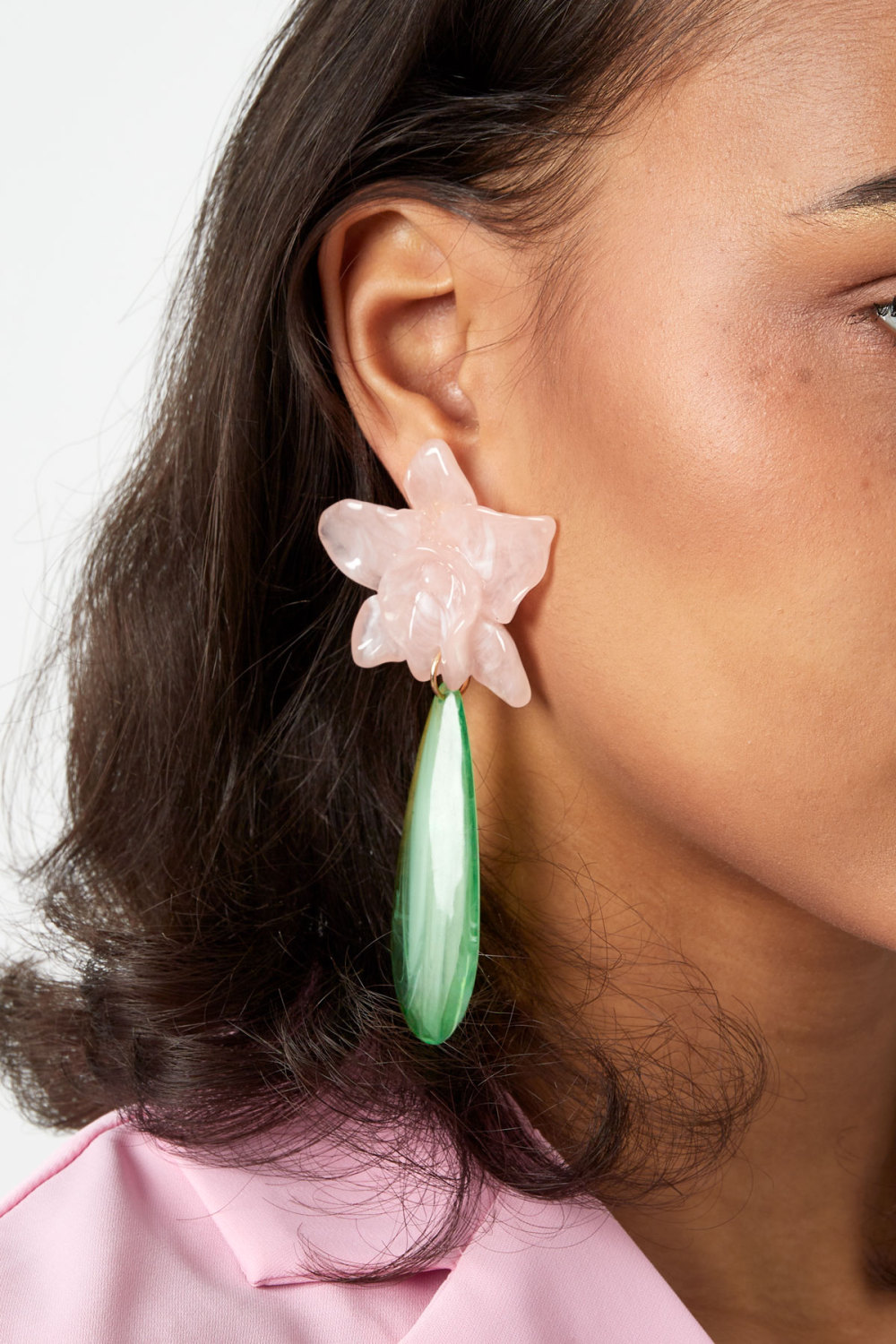 Boucle D'oreille Lily Avec Goutte Verte Image3