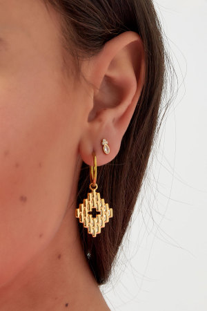 Boucles D'oreilles Avec Breloques Structurées - Doré h5 Image3