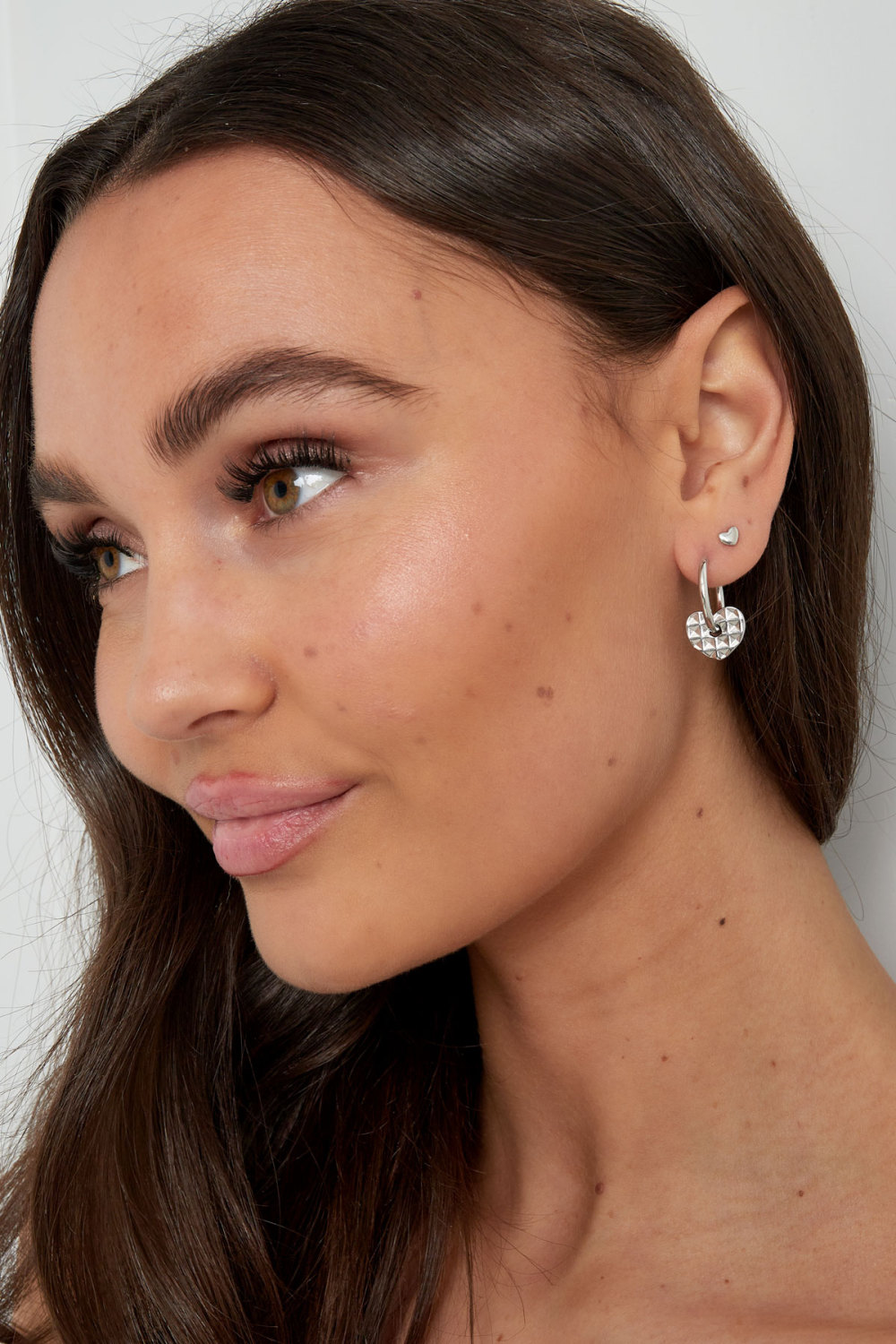 Boucles D'oreilles Avec Breloques Coeur Structurées h5Image4