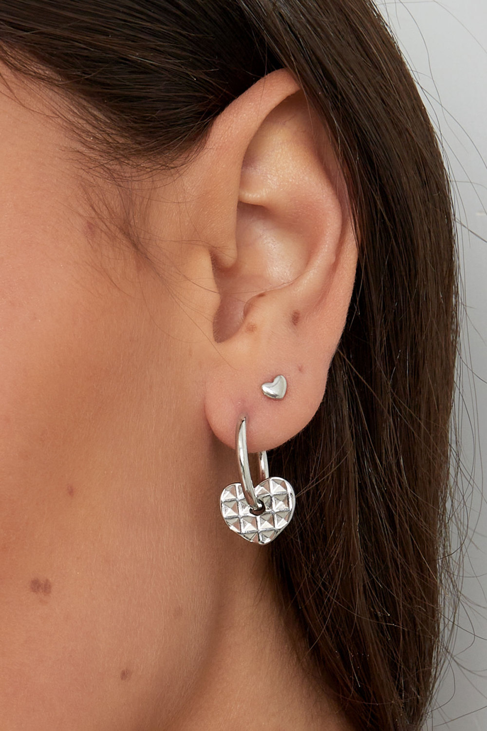 Boucles D'oreilles Avec Breloques Coeur Structurées h5Image3