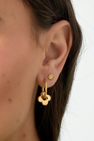 Boucles D'oreilles Basiques Avec Breloque Trèfle - Doré h5 Image3