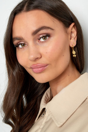 Boucles D'oreilles Basiques Avec Breloques Fleurs - Doré h5 Image2