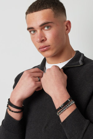 Bracelet Homme Tressé - Noir/Argent h5 Image3
