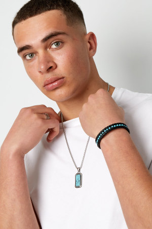 Bracelet Double Homme Tressé De Perles Au Milieu h5 Image4