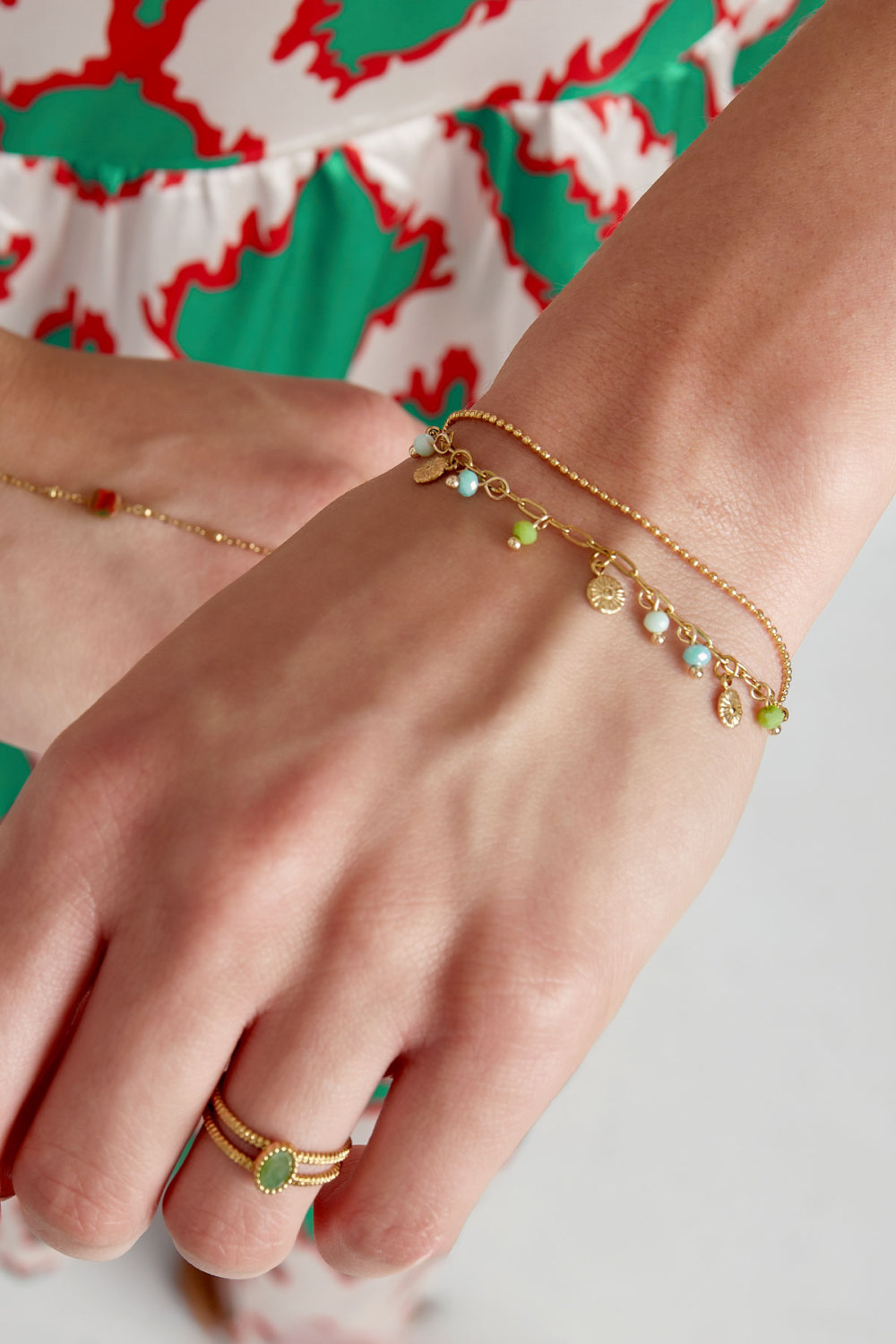 Bracelet Avec Pièces Et Perles - Rose/Doré  Image2