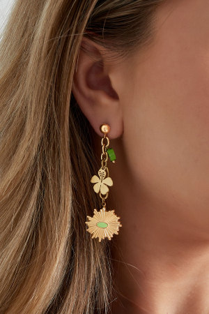 Boucles D'oreilles Florales Impeccables - Argent Vert h5 Image3