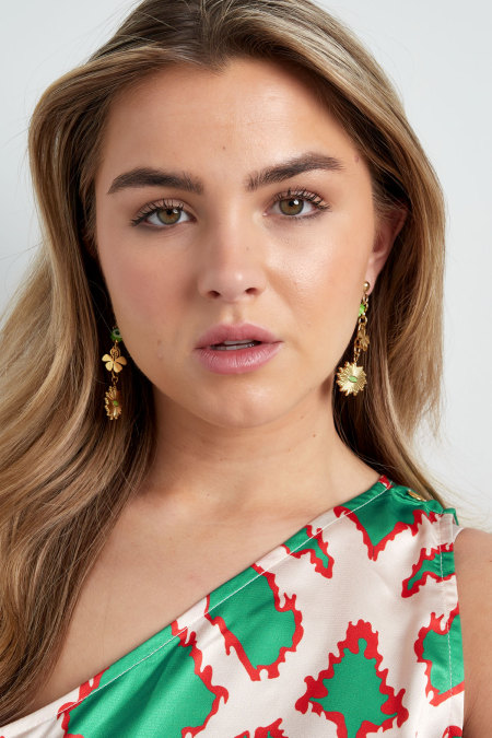 Boucles d'oreilles florales impeccables - argent vert 2