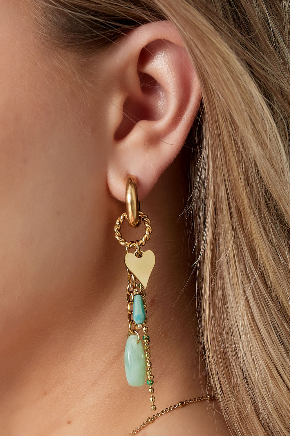 Boucles D'oreilles Amour Rose - Rose/Doré h5Image3