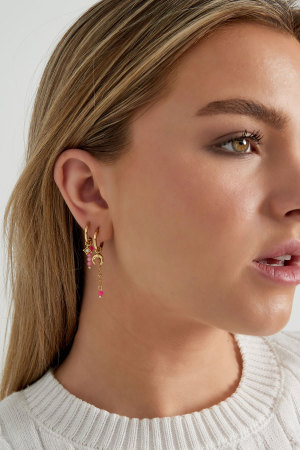 Boucles D'oreilles Croissant De Lune Coloré - Doré h5 Image2
