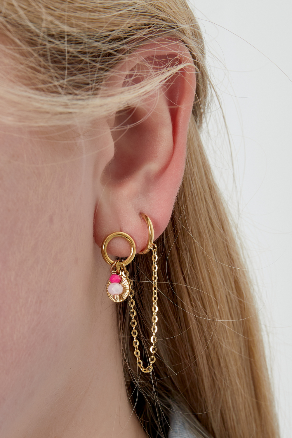 Boucles D'oreilles Doubles Avec Breloques - Doré  Image3