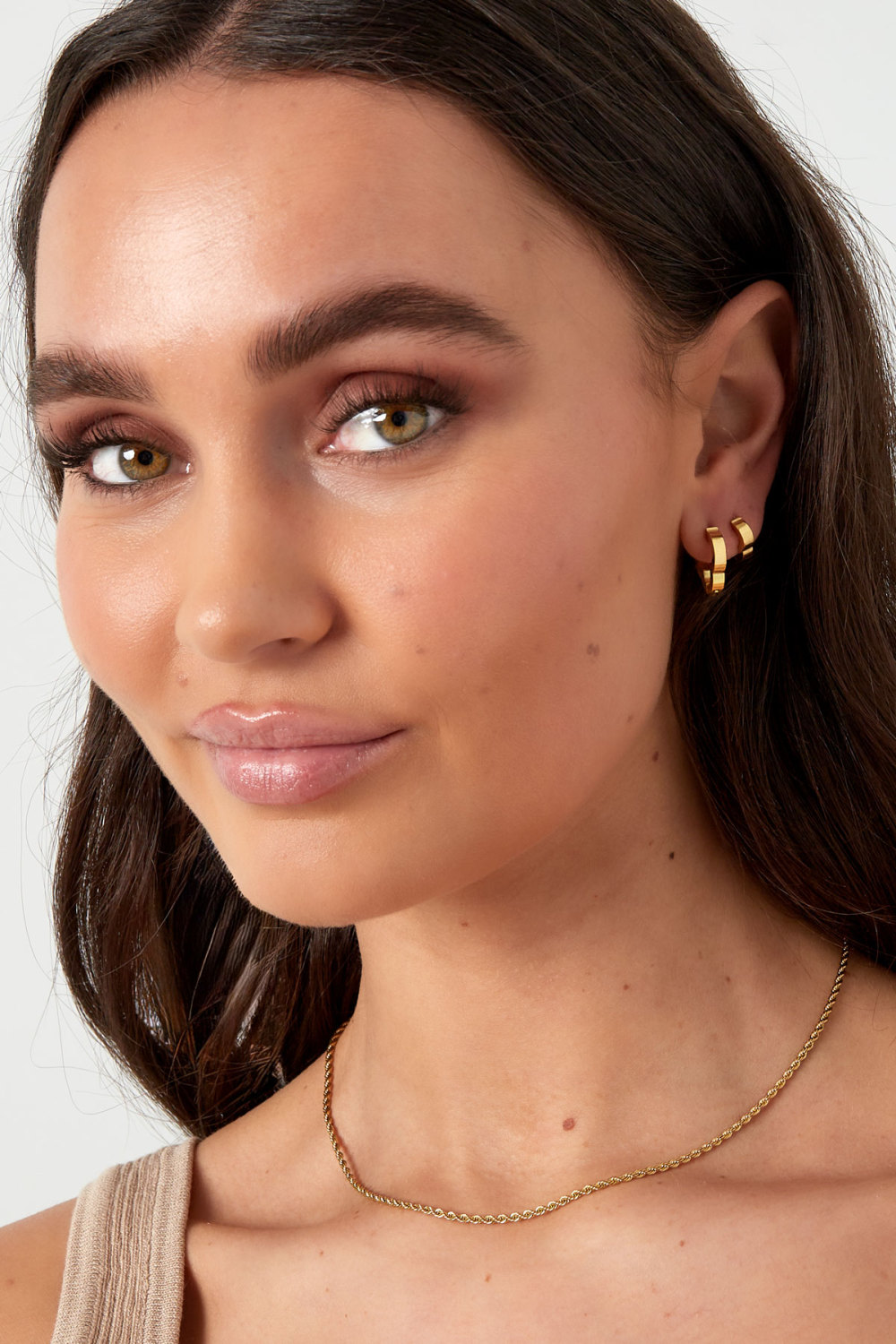 Boucles D'oreilles Basiques Trèfle Grandes - Dorées h5Image2