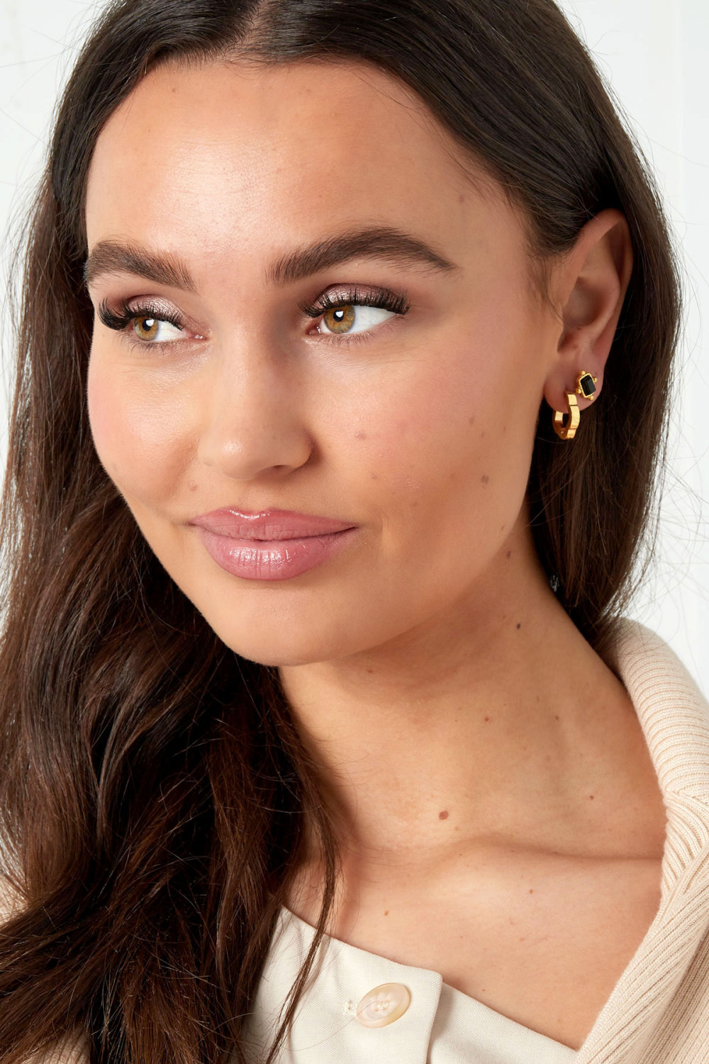 Boucles D'oreilles Forme Fleur Basique Petites - Doré Image2