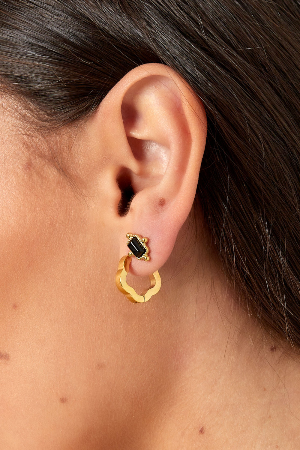 Boucles D'oreilles Forme Fleur Basique Petites - Doré Image3