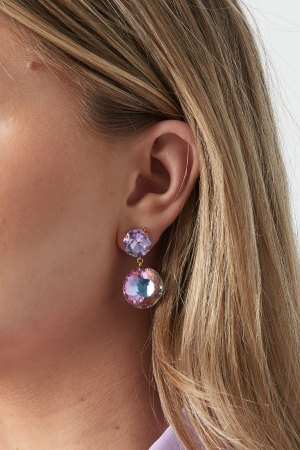 Boucles D'couleur Oreilles Double Diamant - Couleur Or Blanc h5 Image3