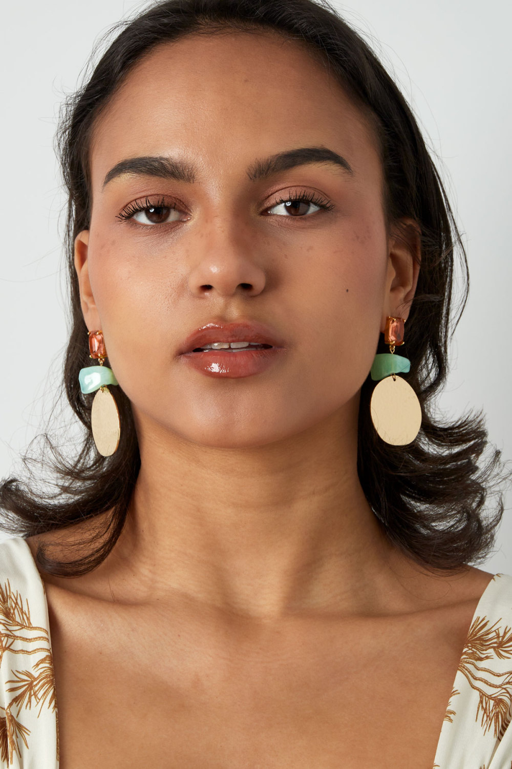 Boucles D’oreilles Déclaration Beach Vibe - Rose/Vert Image2
