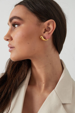 Boucles D'oreilles Rayures - Doré h5 Image4