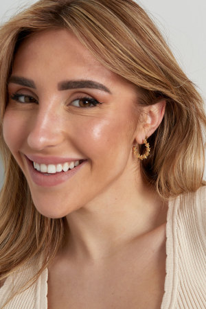 Boucles D'oreilles Étoile Ronde - Doré h5 Image2