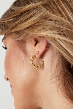 Boucles D'oreilles Étoile Ronde - Doré h5 Image3