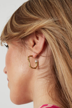 Boucles D'oreilles Asymétriques Perles - Doré h5 Image3
