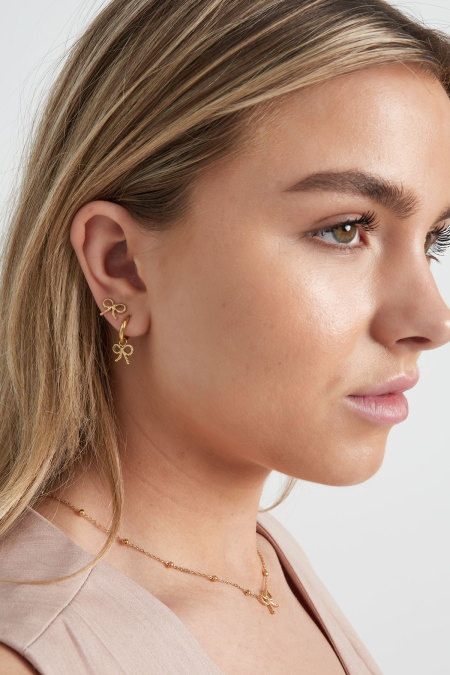 Boucles d'oreilles noeud basic - doré 2