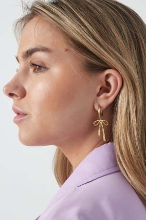 Boucles D'oreilles Noeud Suspendu - Doré h5 Image2