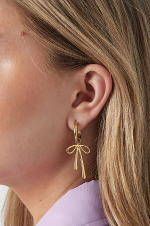 Boucles D'oreilles Noeud Suspendu - Doré h5 Image3