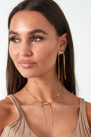 Boucles D'oreilles Avec Noeud Long - Doré h5 Image2
