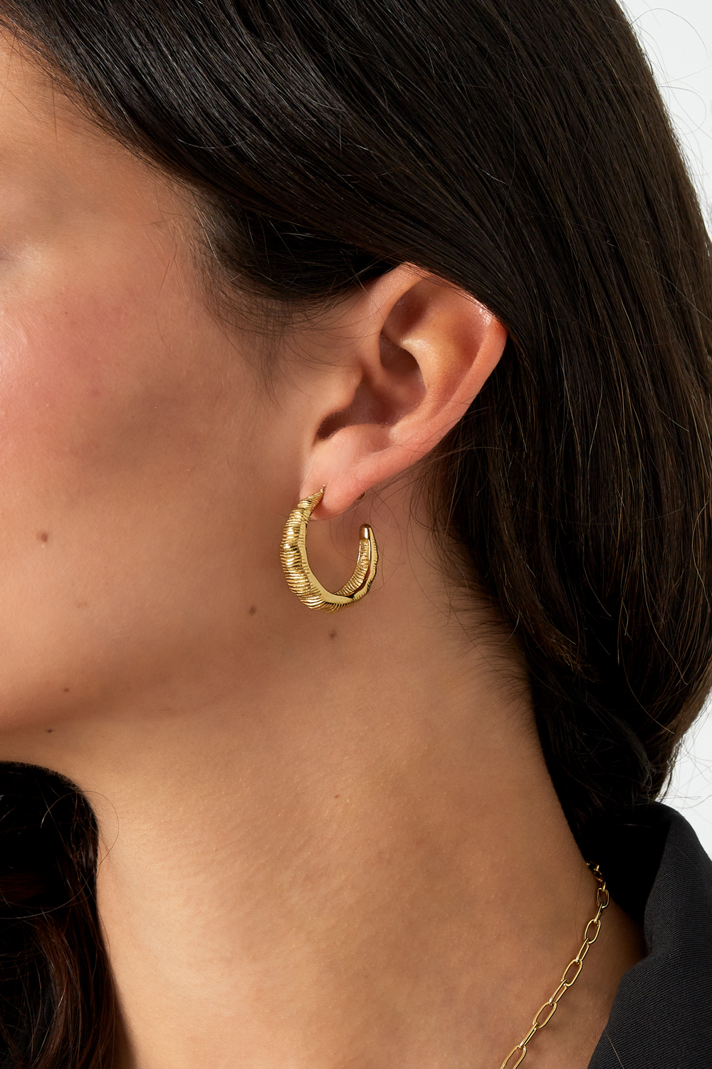Boucles D'oreilles Créoles Texturées h5Image2
