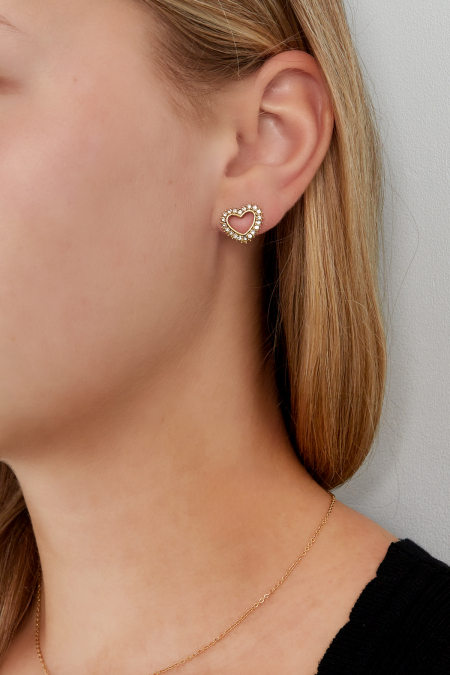 puces d'oreilles coeur diamant 2