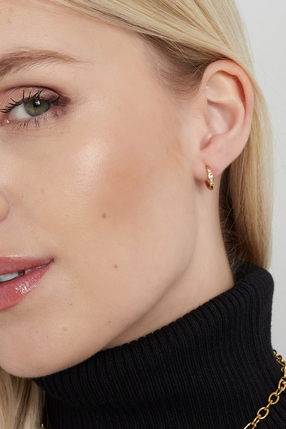Petites Boucles D'oreilles Avec Pierres - Doré h5Image5