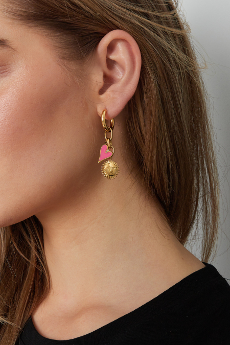 Boucles d'oreilles breloques soleil en forme de coeur 2