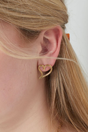 Boucles D'oreilles En Forme De Coeur - Doré h5 Image2