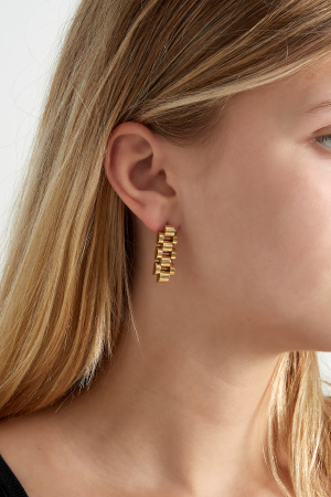 Boucles D'oreilles Maillons Longs - Doré h5 Image2